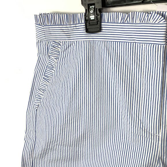 J. Crew Blue Seersucker Ruffle High Waisted Shorts - Picture 5 of 13